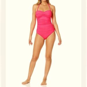 Anne Cole Twist Front Strapless One Piece Swimsuit​